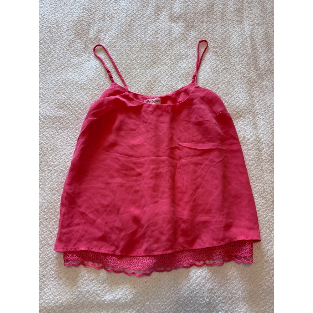 Candies Pink Lace Trim Camisole Tank Top Medium Adjustable Straps Boho Cami